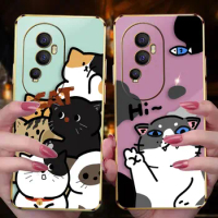 Cover Smooth E-TPU Phone Case OPPO RENO 2F 4 5 6 6Z 7 7Z 8 8T 10 PRO PLUS 4G 5G FIND X3 LITE Case Funda Capa Cartoon Chic Kitten