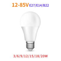 DC12V-85V LED Light Bulb E27 E14 B22 lampara led 3W 6W 9W 12W 15W 18W 20W Smart IC High Brightness Lampada LED Bombillas