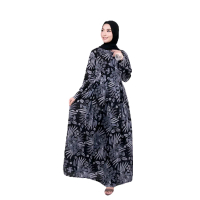BAJU GAMIS BATIK WANITA ASLI PEKALONGAN MOTIF ABUABU Katun Mewah Nyaman