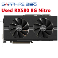 Used SAPPHIRE RX580 8GB Nitro+ Video Card 2304SP 256Bit GDDR5 Graphics Card for AMD RX 500 RX 580 8GB Cards DisplayPort HDMI DVI