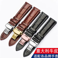 New Black Brown Genuine Leather Watchband 18 19 20 21 22mm Smooth Italian Calfskin Strap Fit For Omeg Longine Tissot Watch Stock