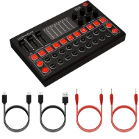 Bluetooth Live Sound Card, Audio Mixer, Sound Effects For Live Streaming, Music Recording, Game, Singing, PC, Laptop