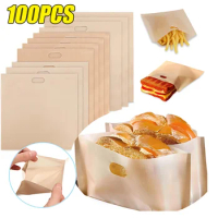 Reusable Toaster Bag Non Stick Bread Bag Sandwich Bags Fiberglass Toast Microwave Heating Pastry Tools
