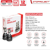 Otoproject Led Headlamp Elite Premium Series Mark ll H11 H4  HB3  HB4 75Watt Super Tarang