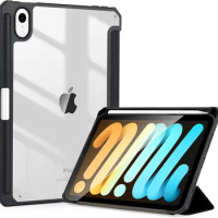 For iPad mini6 for iPad Mini6 Case 8.3 inch Transparent Back Smart Cover for iPad Mini6 cove with Pencil Holder protective case