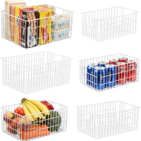 Orgneas Freezer Organizer Bins, Wire Freezer Baskets for Upright Freezer, Pantry Storage Basket Organizers with Handles
