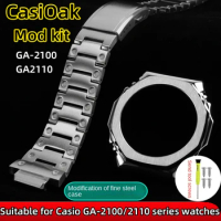GA2100 Mod case for Casio ga2100 metal case strap G-SHOCK GA2110 stainless steel mod kit Casioak GA-2100 Modification Silver men