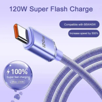Super Fast Charger 120W USB Type C Cable Cable 0.25M/1M/2M Quick Charge 6A USB C Cable For Huawei Samsung Xiaomi Phone Data Cord
