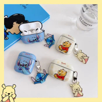 Disney Stitch Blue Shell For Airpods Pro 2 case Protective Bluetooth Wireless Earphone Cover For Air Pods 1 2 3 With 3D Pendant