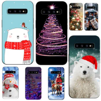 For Samsung Galaxy S10 Case For Samsung S10 Plus S10e Cover S10+ S10Plus S10 E SM-G973F black tpu case merry christmas snow