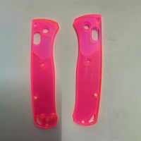 2024 NEW Custom Transparent Rose Red Acrylic Knife Scales Handle For Genuine Benchmade 535 Bugout Knives Grip DIY Make Part