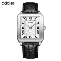 Addies Men Square Watch 2021 New Fashion Business 316L Stainless Steel Quartz Watch Men's Leather Watches
