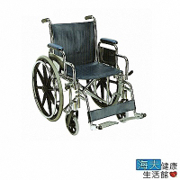 恆伸機械式輪椅 (未滅菌) 海夫健康生活館 鐵製 電鍍 加寬型 輪椅(ER-1201)