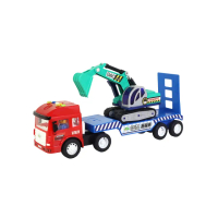 【KIDMATE】台灣好車隊-迷你拖板車+挖土機(小型拖板車 履帶式挖土機 怪手車 台灣玩具車 中文語音)