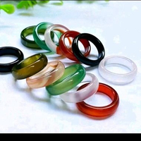 cincin batu giok simple banyak pilihan warna saiz 7 hitam