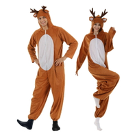 免運 聖誕節服飾 2021新款圣誕麋鹿連體套裝情侶搞笑派對舞臺道具服酒吧商場馴鹿裝 聖誕節套裝