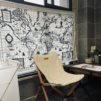 北歐風格世界地圖掛毯掛布裝飾布wall hanging背景布黑白地圖