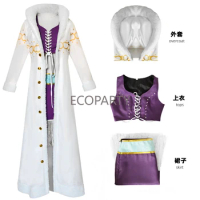 One piece Nico·Robin Cosplay Costume Miss·Allsunday Large Fur Collar White Cape Windbreaker Woman Halloween Carnival Suit