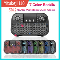 Yitukeji i10 i8 Wireless Mini Keyboard BT4.2 2.4G Air Mouse Backlit English Russian French Spanish Portugal Touchpad Android PC