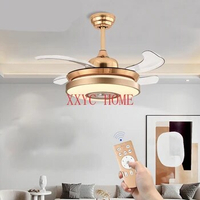 Atmospheric Electric Fan Lamp Golden, round 36-Inch Villa Ceiling Fan Lights Colorful LED Dimming Fan Lamp
