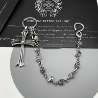 Chrome Hearts กระเป๋าโซ่หัวเข็มขัดรูปหัวใจดอกไม้ลูกเต๋า Chaoxuan โซ่กางเกงข้ามบุคลิกภาพทันสมัย