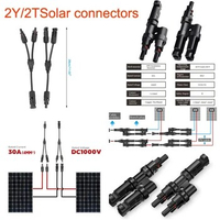 1Pairs x Solar Connector Y T branch M/M/F and F/F/M Y 2 type male 1 female and 2 female 1male Solar Panel Cable Branch Connector