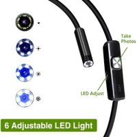 6 LED Light 7mm 1M Endoscope Camera HD USB Type-C 3In1 Flexible Snake Soft Wire Cable Pipe Inspection Camera Borescope