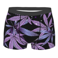 Purple Pastel OG Kush Dream Haze Man's Boxer Briefs Cannabis Leaf Plant Marijuana Weed Breathable Creative Underwear Print Short