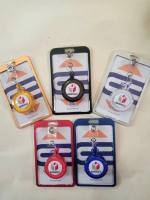 ID Card Holder Alumunium Yoyo Logo BAWASLU Tali Biru Gold Merah