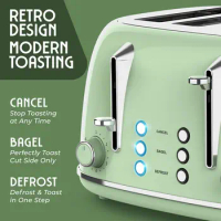 Mueller Retro Toaster 4 Slice with Extra Wide Slots Bagel, Defrost, and Cancel Function, 6 Browning Levels, Dual Independent