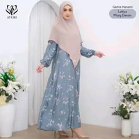Atelier Gamis Rayon Hanami adem lembut jahitan kuat misty denim XL/XXL