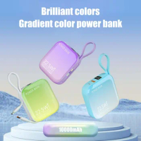 Power Bank with Built-in Cables for Type-C Lightning Plug Mini Portable Super Fast Charging Phone Powerbank Universal 10000mah