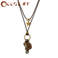 Retro Animal Antique Metal Sea Horse Necklace for Women Handmade Vintage Long Collar Chains Suspension Pendants Gothic Jewelry