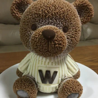 Silicone Mousse Cake Mold 3D Big Teddy Bear With W Clothes Chocolate Mold Mold Silicone Cute Moulds Silicone Rubber PRZY 001