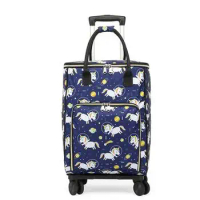 Women Trolley shopping bag Travel trolley grocery cart carry on hand luggage travel wheeled backpack bag short trip luggage bag
