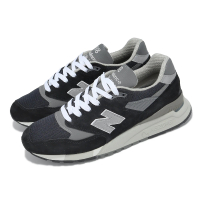 【NEW BALANCE】休閒鞋 998 男鞋 黑 銀 緩震 麂皮 皮革 美製 NB 經典(U998BL-D)