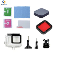 10 in 1 Waterproof Case Diving protective Shell Lens Tempered Film Lens Cover Red Filter Set For Gopro 6 5 Camera Accessories