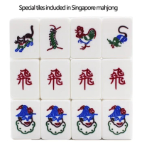160pcsTiles/Set Singapore, Malaysia Mahjong,Size 30-38mm Added Cat,Mouse,Chicken,Centipede, Fly And Snowman Head Than Chinese