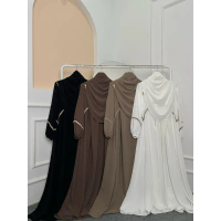 Aabay Terlaris DFM - Mecca Abaya Set Syarβi Pasmina Oval Gamis Wanita Bahan Crinkle Airflow