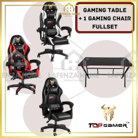 TOPGAMER Gaming Chair+Table FullSet Ergonomics Gaming chair backrest reclining kerusi gaming/Carbon