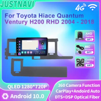 JUSTNAVI Radio For Toyota Hiace Quantum Ventury H200 RHD 2004 - 2018 2 Din Android10.0 Multimedia Car Stereo Player GPS Carplay