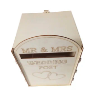 Box Wedding Wooden Post Mailbox Envelope Gift Rustic Suggestion Decorative Letterbox Donation Key Drop Holder Metal Comment