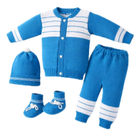 Set 4 Int1 Setelan Rajut Bayi Tebal Jumbo Halus Lembut dengan Desain Merah Putih