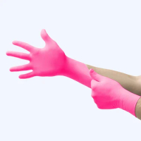 20/100pcs Pink Synthetic Nitrile Disposable Gloves Powder Free For Woman Salon SPA Piercing Tatoo Kitchen Accessories Cake Tool