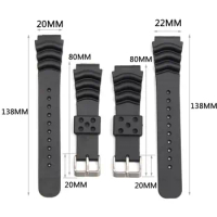 18 20 22 24 Mm Diver Rubber Watch Band Black Silicone Sports Wrist Strap Bracelet Spring Bars Tool Set for Seiko for Casio Watch