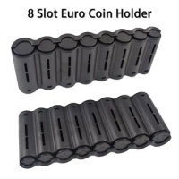 8 Slots Euro Coin Holder Dispenser Black Coin Sorter Collector With Spring Waiter Cashier Driver Small Change Storage Safe Box
