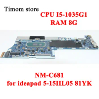 I51035G1 UMA 8G for ideapad 5-15IIL05 81YK Original Laptop Integrated Motherboard NM-C681 CPU I5-1035G1 RAM 8G FRU PN 5B20S44043