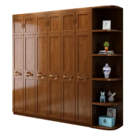 The wardrobe is assembled with a bedroom wooden mirror flat-open door with a top cabinet coatcase
