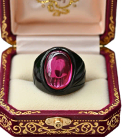 BATU PERMATA MERAH SIEM RING TITANIUM HITAM