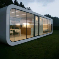 40ft Prefab HomeStay Cabin Glass Inn Outdoor Garden Pod Living Container Villa Homes, Apple Sunroom Capsule cabin Hotel